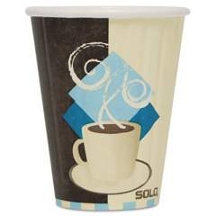 Dart Duo Shield Insulated Paper Hot Cups, 8 oz, Tuscan Cafe, Chocolate/Blue/Beige, 50/Pack (IC8J7534PK)