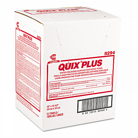 Quix Plus Cleaning and Sanitizing Towels, 13.5 x 20, Pink, 72/Carton (8294)