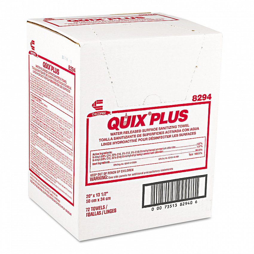 Quix Plus Cleaning and Sanitizing Towels, 13.5 x 20, Pink, 72/Carton (8294)