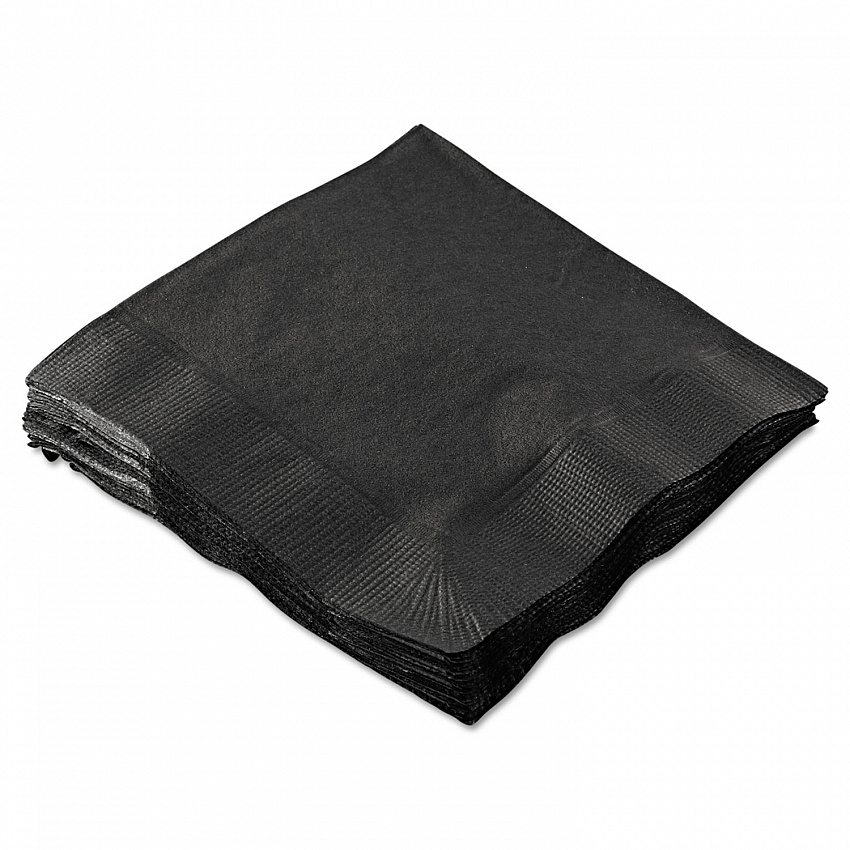 Embossed Beverage Napkins, 2-Ply, 9.5 x 9.5, Black, 1,000/Carton (180313)