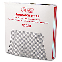 Grease-Resistant Paper Wraps and Liners, 12" x 12", Black Check, 1000/Box, 5 Boxes/Carton (057800)