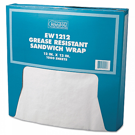 Grease-Resistant Paper Wraps and Liners, 12 x 12, White, 1,000/Box, 5 Boxes/Carton (057012)