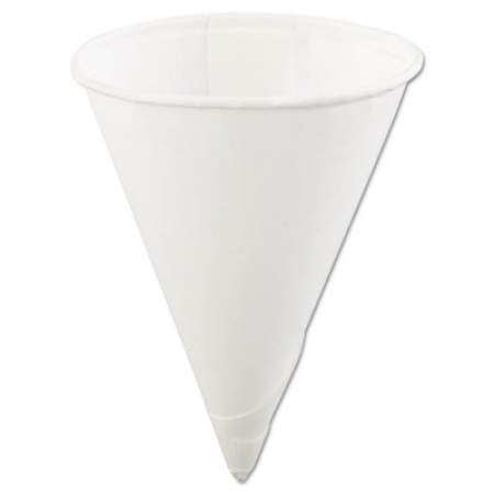 Konie Rolled Rim Paper Cone Cups, 4oz, White, 200/bag, 25 Bags/carton (40KRCT)
