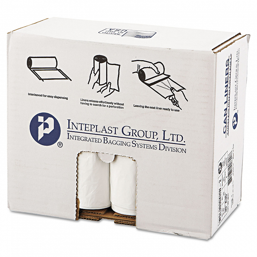 Low-Density Commercial Can Liners, 30 gal, 0.7 mil, 30" x 36", White, Interleaved Roll, 25 Bags/Roll, 8 Rolls/Carton (SL3036XHW2)
