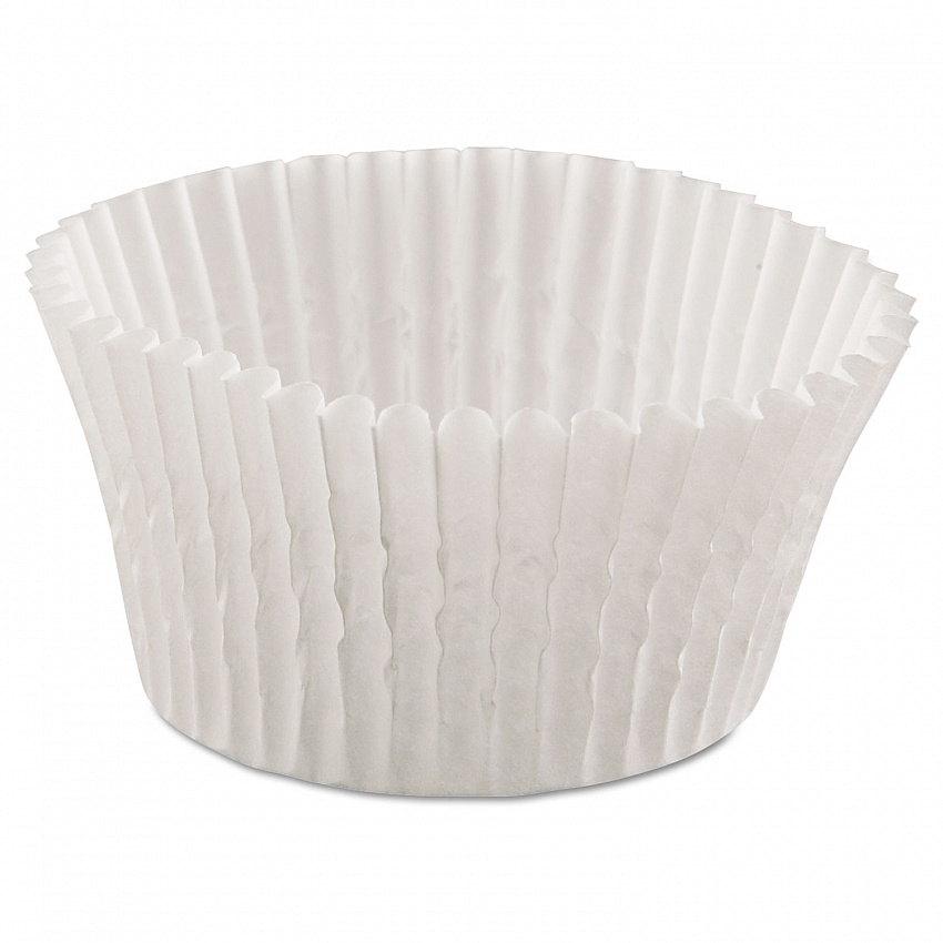 Fluted Bake Cups, 4.5" Diameter x 1.25" h, White, Paper, 500/Pack, 20 Packs/Carton (610032)