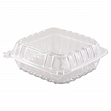 ClearSeal Hinged-Lid Plastic Containers, 8.3 x 8.3 x 3, Clear, Plastic, 250/Carton (C90PST1)