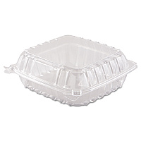 ClearSeal Hinged-Lid Plastic Containers, 8.3 x 8.3 x 3, Clear, Plastic, 250/Carton (C90PST1)