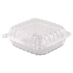 Dart ClearSeal Hinged-Lid Plastic Containers, 8.3 x 8.3 x 3, Clear, 250/Carton (C90PST1)