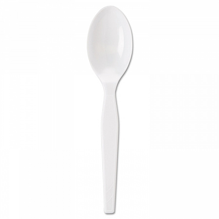 Individually Wrapped Mediumweight Polystyrene Cutlery, Spoon, Plastic, White, 1,000/Carton (TM23C7)