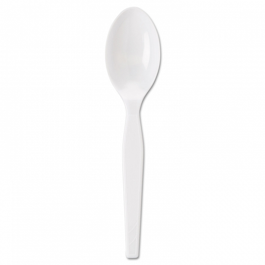 Individually Wrapped Mediumweight Polystyrene Cutlery, Spoon, Plastic, White, 1,000/Carton (TM23C7)