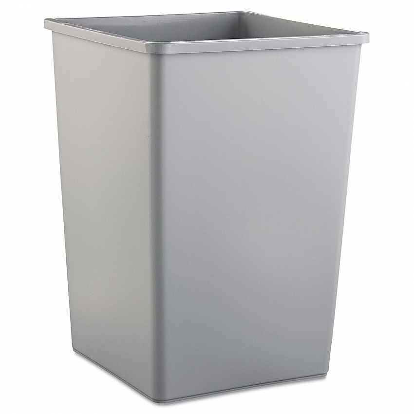 Untouchable Square Waste Receptacle, 35 gal, Plastic, Gray (3958GRA)
