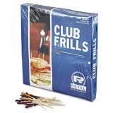 AmerCareRoyal Club Cellophane-Frill Wood Picks, 4", Assorted, 10000/Carton (R812W)