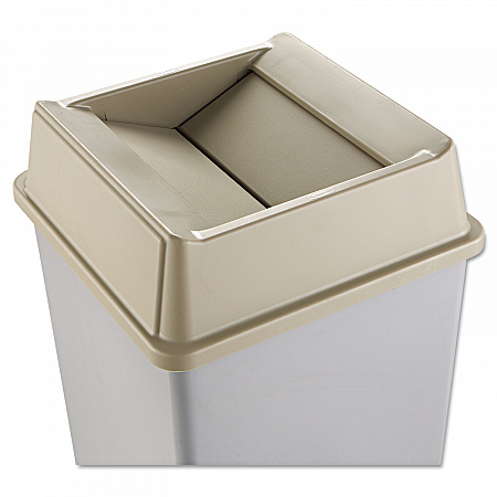 Untouchable Square Swing Top Lid, Plastic, 20.13w x 20.13d x 6.25h, Beige (2664BEI)