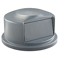 Round BRUTE Dome Top Receptacle, Push Door for 44 gal Containers, 24.81" Diameter x 12.63h, Gray (264788GRA)