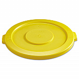 BRUTE Self-Draining Flat Top Lids for 32 gal Round BRUTE Containers, 22.25" Diameter, Yellow (2631YEL)