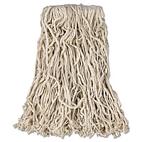 Non-Launderable Economy Cut-End Cotton Wet Mop Head, 16 oz, 1" Band, White, 12/Carton (V116)
