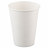 Single-Sided Poly Paper Hot Cups, 12 oz, White, 50/Bag, 20 Bags/Carton (412WN)