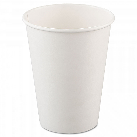 Single-Sided Poly Paper Hot Cups, 12 oz, White, 50/Bag, 20 Bags/Carton (412WN)