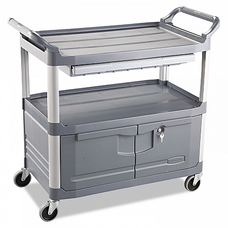 Xtra Instrument Cart with Locking Storage Area, Plastic, 3 Shelves, 300 lb Capacity, 20