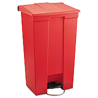 Indoor Utility Step-On Waste Container, 23 gal, Plastic, Red (6146RED)