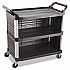 Xtra Utility Cart with Enclosed Sides and Back, Plastic, 3 Shelves, 300 lb Capacity, 20