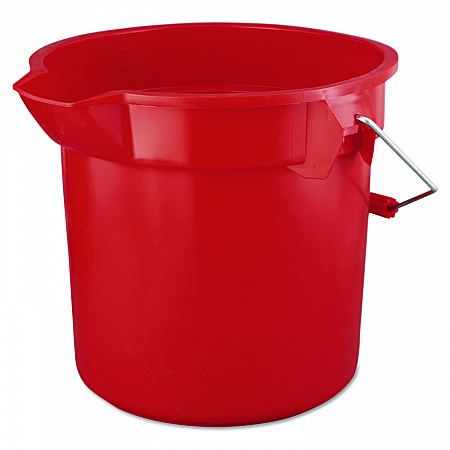 BRUTE Round Utility Pail, 14 qt, Plastic, Red, 12