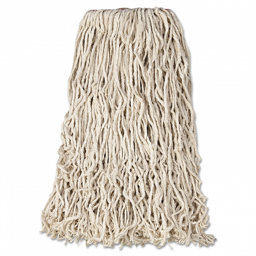 Non-Launderable Premium Cut-End Cotton Wet Mop Head, 24 oz, White, 1" White Band, 12/Carton (F11812)