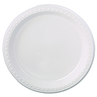 Heavyweight Plastic Plates, 9" dia, White, 125/Pack, 4 Packs/Carton (81209)