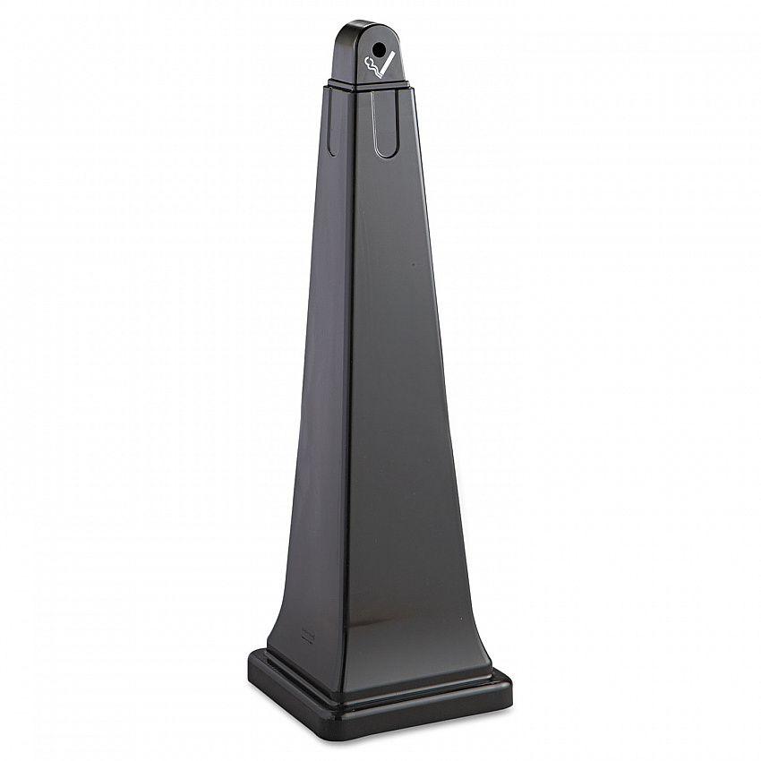 GroundsKeeper Cigarette Waste Collector, Pyramid, 1 gal, 12.25 x 39.75,  Black (257088BLA)