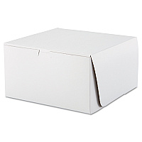 White One-Piece Non-Window Bakery Boxes, 10 x 10 x 5.5, White, Paper, 100/Carton (0977)
