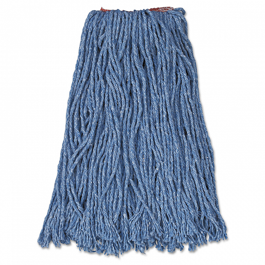 Non-Launderable Cotton/Synthetic Cut-End Blend Mop Head, 16 oz, 1" Band, Blue, 12/Carton (F51612BLUCT)