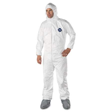 DuPont Tyvek Elastic-Cuff Hooded Coveralls w/Boots, White, Large, 25/Carton (TY122SL)