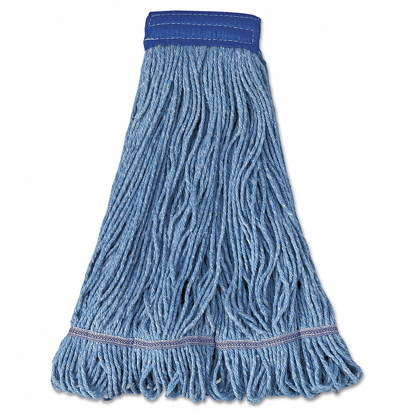 Super Loop Wet Mop Head, Cotton/Synthetic Fiber, 5" Headband, X-Large Size, Blue, 12/Carton (504BL)