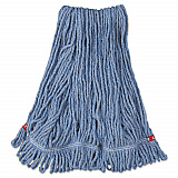 Web Foot Wet Mop Head with 1" Headband, Shrinkless, Cotton/Synthetic, Medium, Blue, 6/Carton (A212BLU)