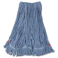 Web Foot Wet Mop Head with 1" Headband, Shrinkless, Cotton/Synthetic, Medium, Blue, 6/Carton (A212BLU)