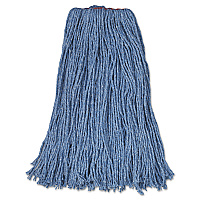 Non-Launderable Cotton/Synthetic Cut-End Blend Mop Head, 24 oz, 1" Band, Blue, 12/Carton (F51812BLU)