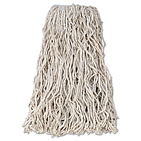 Non-Launderable Economy Cut-End Cotton Wet Mop Head, 24 oz, 1" Band, White, 12/Carton (V118)