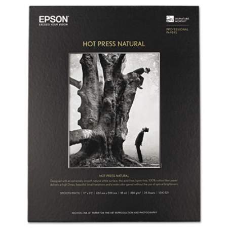Epson Hot Press Natural Fine Art Paper, 17 mil, 17 x 22, Smooth Matte Natural, 25/Pack (S042321)