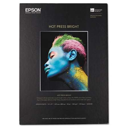Epson Hot Press Bright Fine Art Paper, 17 mil, 13 x 19, Smooth Matte White, 25/Pack (S042330)