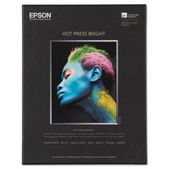 Epson Hot Press Bright Fine Art Paper, 17 mil, 8.5 x 11, Smooth Matte White, 25/Pack (S042327)