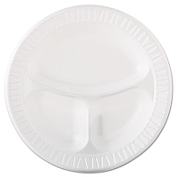 Quiet Class Laminated Foam Dinnerware, 3-Compartment Plate, 10.25" dia, White, 125/Pack, 4 Packs/Carton (10CPWQR)