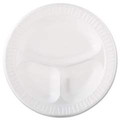 Dart Laminated Foam Dinnerware, Plate, 3-Compartment, 10.25" dia, White, 125/Pack, 4 Packs/Carton (10CPWQR)