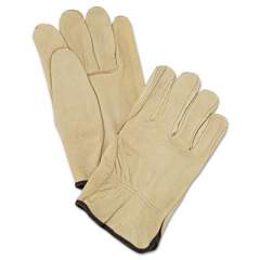 MCR Safety Unlined Pigskin Driver Gloves, Cream, Large, 12 Pairs (3400L)