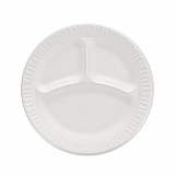 Concorde Foam Plate, 3-Compartment Plate, 9" dia, White, 125/Pack, 4 Packs/Carton (9CPWCR)