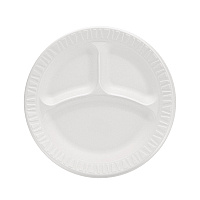 Concorde Foam Plate, 3-Compartment Plate, 9" dia, White, 125/Pack, 4 Packs/Carton (9CPWCR)