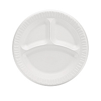 Quiet Classic Laminated Foam Plates, 3-Compartment Plate, 9" dia, White, 125/Pack, 4 Packs/Carton (9CPWQR)