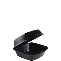 Foam Hinged Lid Containers, Large Sandwich, 6 x 5.9 x 3, Black, 125/Bag, 4 Bags/Carton (60HTB1)