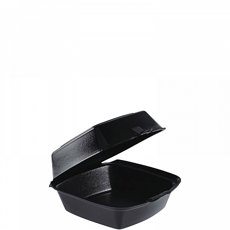 Foam Hinged Lid Containers, Large Sandwich, 6 x 5.9 x 3, Black, 125/Bag, 4 Bags/Carton (60HTB1)