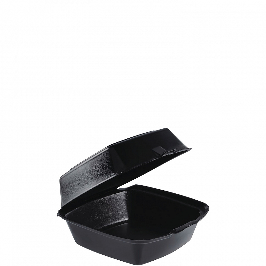 Foam Hinged Lid Containers, Large Sandwich, 6 x 5.9 x 3, Black, 125/Bag, 4 Bags/Carton (60HTB1)