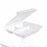 Foam Hinged Lid Containers, 3 Compartments, 7.5 x 8 x 2.3, White, 200/Carton (80HT3R)